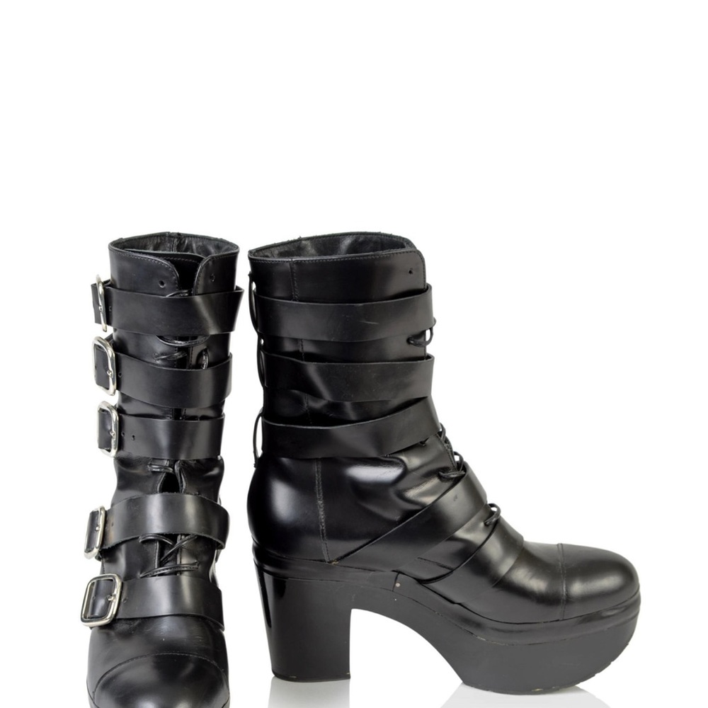 John Rocha Leather Platform Booties With Buckles, 40 - Picture 3 of 7